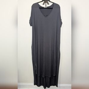 Chicsoul Gray High-Low Maxi Dress with Pockets, Oversized Women's Size 2X